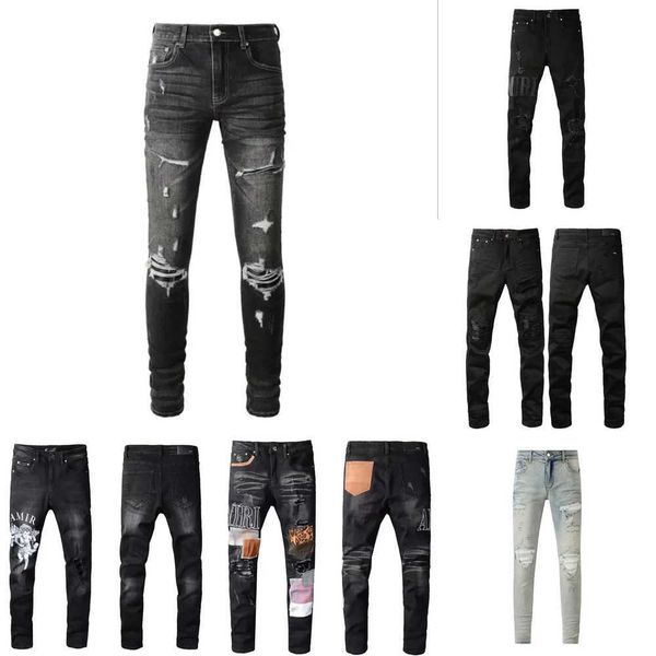 

pants purple Denim jeans amirs luxury Straight Ripped Patch Purple Jeans Trousers Designer Jean for men Biker, Orange