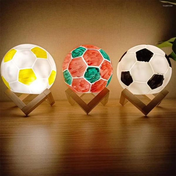 

Lights Night Soccer Lamp Table Dimmable LED Light Battery Solid Wood Base Warm Mood Lighting For Bedside Bedroom Study Kids Gift ing