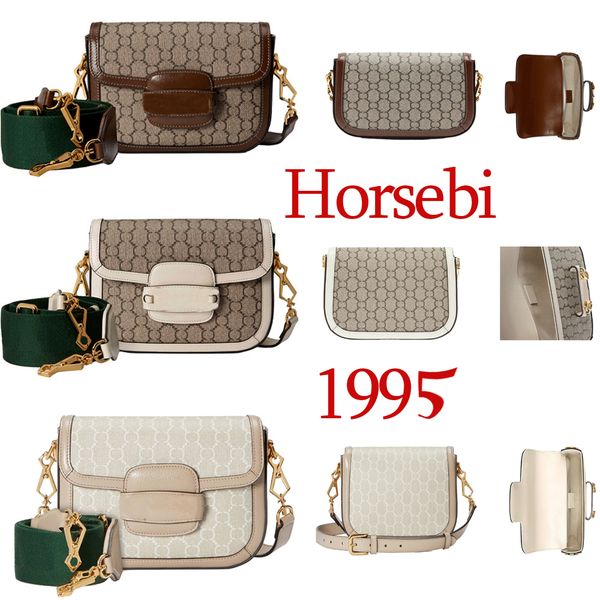 

Designer bag Genuine Leather underarm bag Horsebit Series Crossbody bag Women's fashionable retro high-end Texture flip Saddle bag 1955, #9