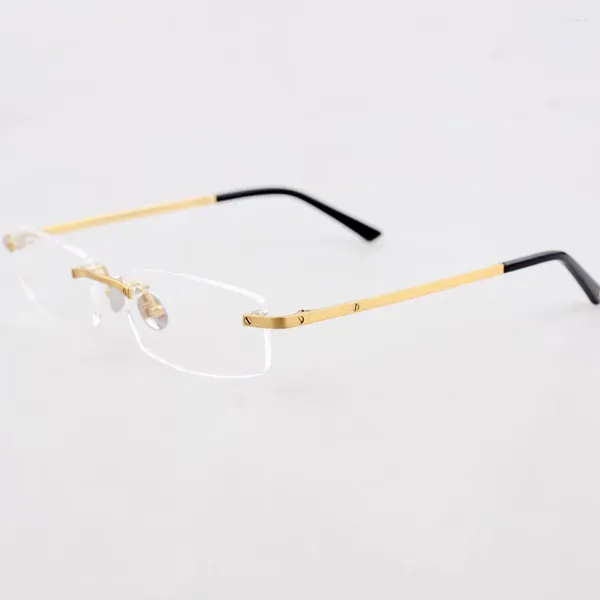 

Sunglasses Frames Brand Vintage Rimless Titanium Reading Women Men Glasses Frame Optical Square Eyewear Luxury Prescription Eyeglasses 0087O