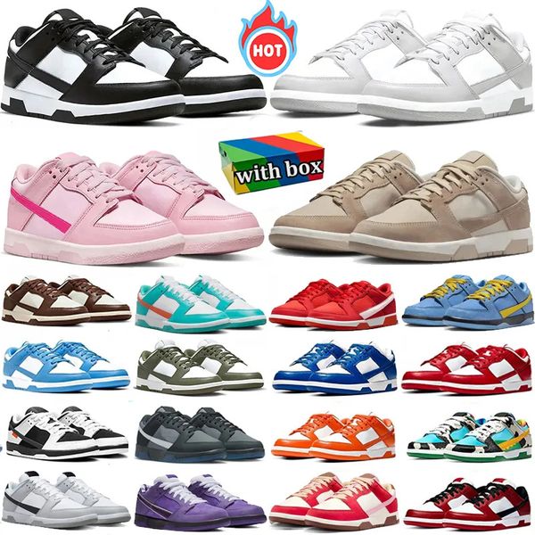 

With box Running Shoes men women Panda sb low Brown Sanddrift triple pink Grey Fog University Red Sail UNC Argon Syracuse Medium Oive Gai sneakers outdoor size 36-47