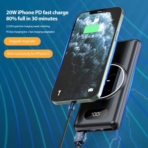 Wireless Power Bank 20000mAh Chargers Portable Battery External Batteries For Iphone 11 12 12Pro Powerbank Free Shipping M260803