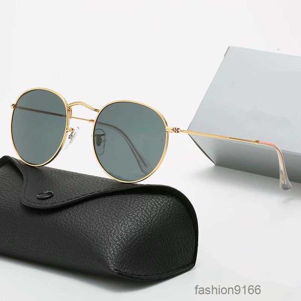 

Classic Round Sunglasses Designer UV400 Eyewear Metal Gold Frame Glasses Mirror Sunglasses glass Lens Box