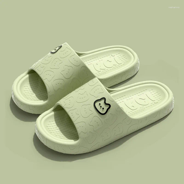 

Slippers Fashion Summer Women Sandals Thick Platform Non-slip Home Cute Bear Cartoon Flip Flops Beach Shoes Men Indoor Bathroom, Purple