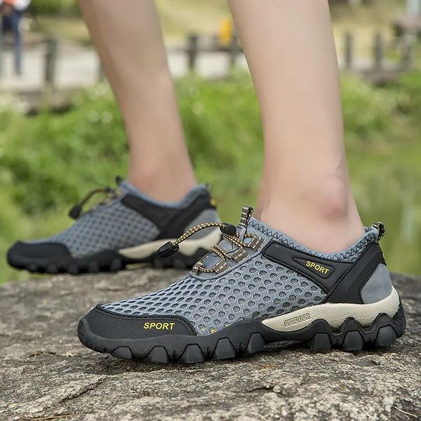 

Breathable Sneakers Men Summer Casual Mesh Non Slip Outdoor Hiking Mens Climbing Trekking Shoes Zapatos Hombre S, Black