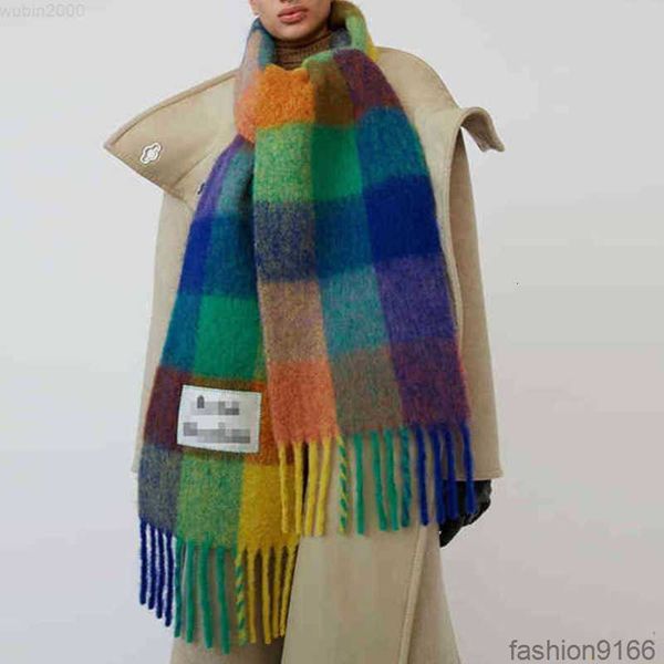 

Fashion Luxury Ac Scarf Mens Women Scarves Imitation Cashmere Plaid Wraps Long Student Bib Warm Shawl Rainbow Thick Lattice luck scarf 66