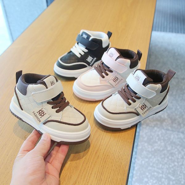 

Kids Sneakers 2024 New Spring Autumn Boys Girls Casual High Top Children Soft Soled Baby Sports Walking Shoes Size 21-32, Pink