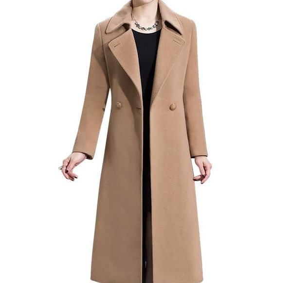 

Women' Elegant Solid Color Mid-Length Thicken Warm Wool Blend Coat, Purple