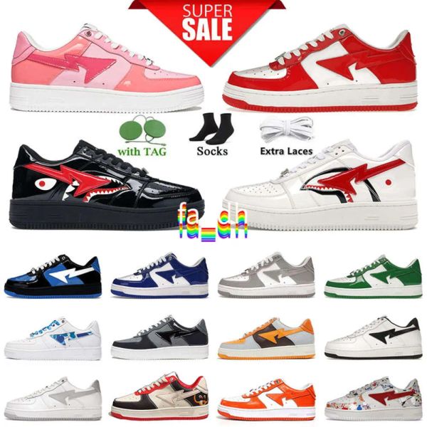 

Stask8 Designer Sta Casual Shoes Sk8 Low Men Women Patent Leather Black White Abc Camo Camouflage Skateboarding Sports Ly Sneakers Trainers Outdoor Shark, Dark blue