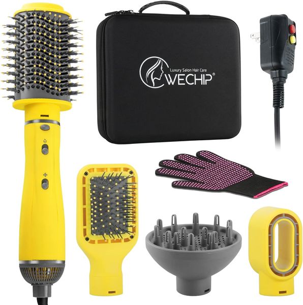 

US stock Hair Dryer Brush, WeChip 4 in 1 Hot Air Brush for Drying/Curling/Straightening, One-Step Blow Dryer Brush & Volumizer with Ceramic Coating, Black