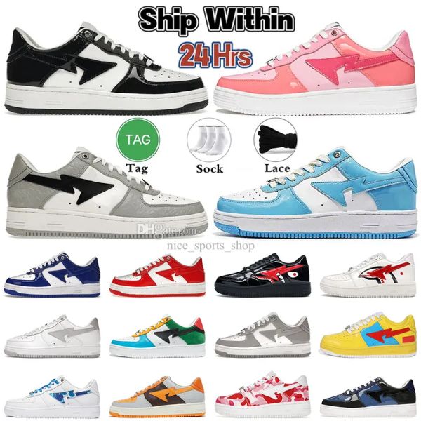 

Designer Sta Casual Shoes SK8 Low Patent Leather Shark Black White Blue Pink Grey Orange ABC Camo Outdoor Men Women Sports Sneakers Trainers US 11 Size 36-45