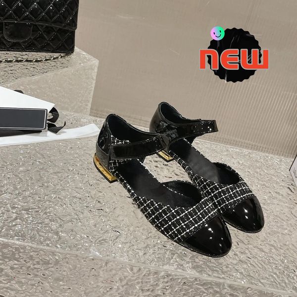 

2024 Designer Shoe Es Women Casual Shoes Fashion Genuine Leather Mixed Color Flats Mary Janes Low Heels Sewing Summer Sandals, Split