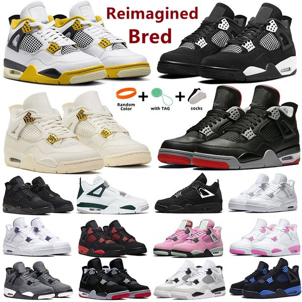 

Jumpman 4 4s BasketBall Shoes Bred Reimagined 4 Metallic Gold Sail Red White Thunder Oreo Bred Military Chrome Black Cat Vivid Sulfur Medium Olive Violet Ore Men Women, Color#45