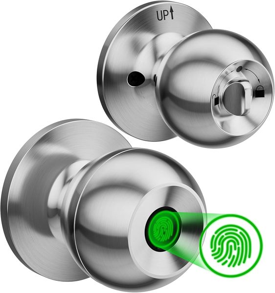 

US stock Smart Door Knob Fingerprint Door Lock Rechargeable Smart Lock