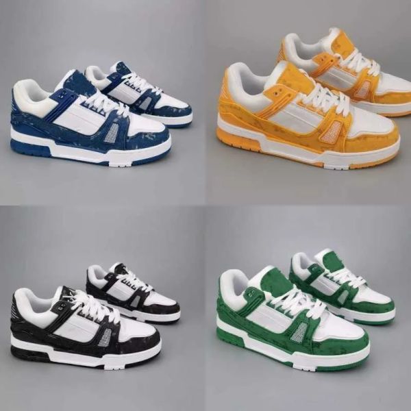 

Designer Men Causal Shoes Fashion Woman Leather Lace Up Platform Sole Sneakers White Black Mens Womens Veet Suede 35-45, Blue