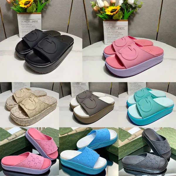 

Designer Sandals G Slippers Sliders Rubber Leather Slide Dress Shoe Wedges Sandal Beach Slippers Summer Platform Size 35-44, Light tan