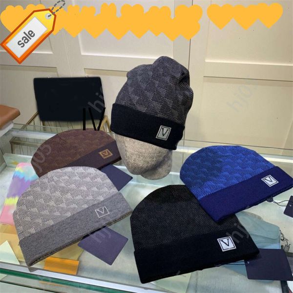 

Plaid designer beanie designer hats for men knitted bonnets winter hat fall thermal skull cap ski travel classical luxury beanies brown black grey keep warm5LKsw, 3#