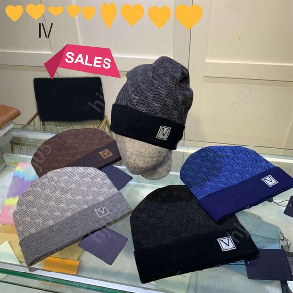 

Plaid designer beanie designer hats for men knitted bonnets winter hat fall thermal skull cap ski travel classical luxury beanies brown black grey kee331s, 4#