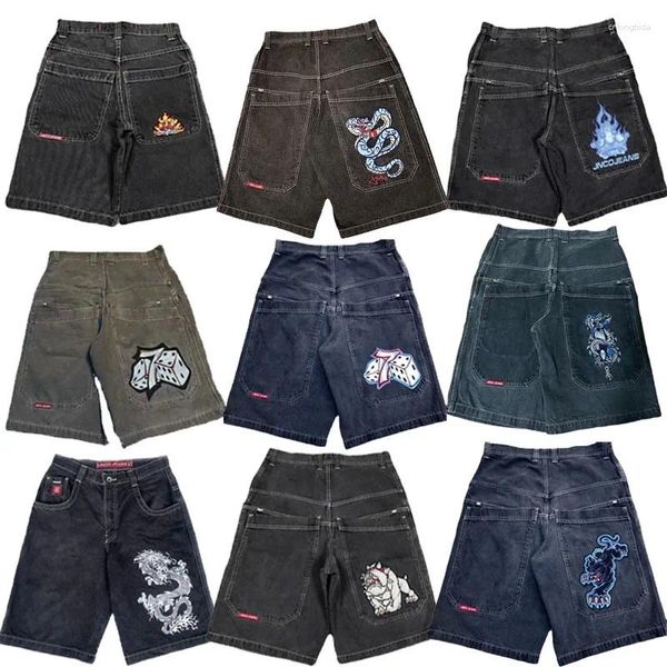 

Men's Pants JNCO Shorts Y2K Hip Hop Pocket Baggy Denim Gym Men Women 2024 Summer Harajuku Gothic Basketball Streetwear, Beige