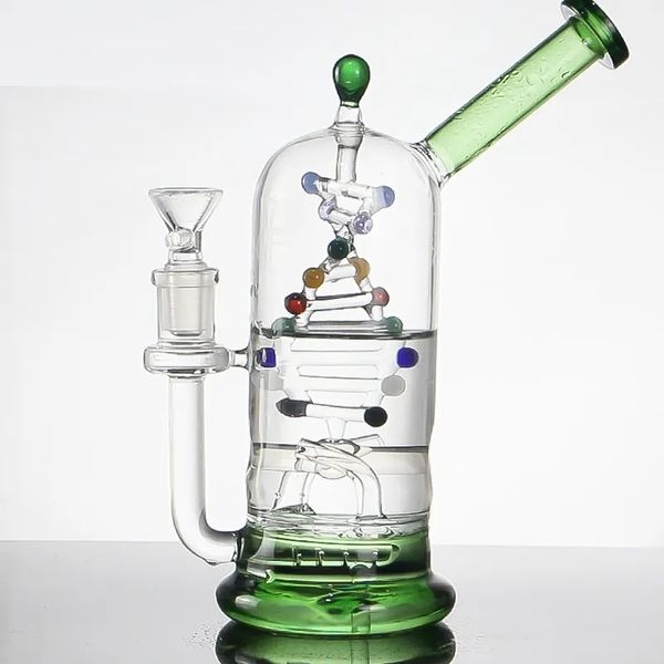 

Quality Glass Bong Gene Style Dab Rig Water Pipe Recycler Hookah Smoking Pipes Borosilicate Glass Shisha With 14mm Joint Bowl Handmade