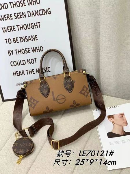 

High Quality Emed Easy Pouch On Strap Bag Handbag Women Messenger Handbags Chain Shoulder Crossbody 2pcs Bags Wallets Ripples Tote Pochette Purse, Light brown