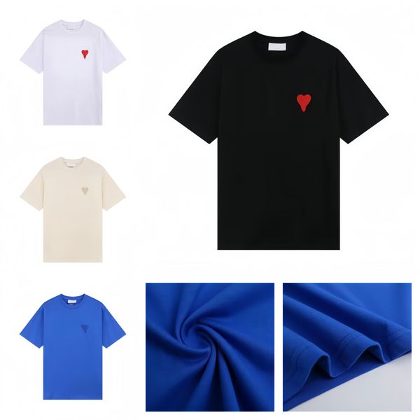 

T Shirts Designer Embroidered Heart T-shirt for Men Women Round Neck Fashion Brand Loose Couple T-shirt XXXXL, Black 1
