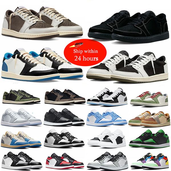 

jumpman 1s low basketball shoes 1 lows sneakers Reverse Mocha Olive Black Phantom Bred Toe Panda UNC Wolf Grey men women outdoor sports shoes 36-47, 13