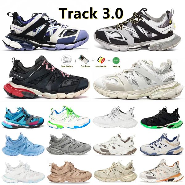 

Designer Tracks Mens Women Trainers AAA Track 3 3.0 Triple White Black Tess.s. Gomma Leather Trainer Nylon Printed Platform Sneakers Shoes Size 35-45, Yellow