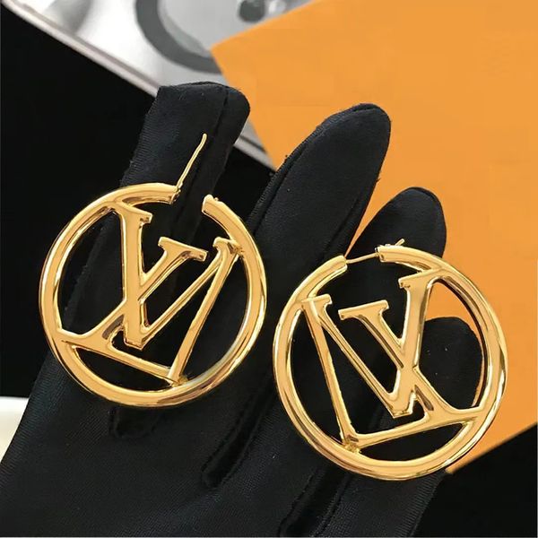 

Luxury 18K gold large Hoop earrings fashion exquisite designer earrings for women classic jewelry with original box