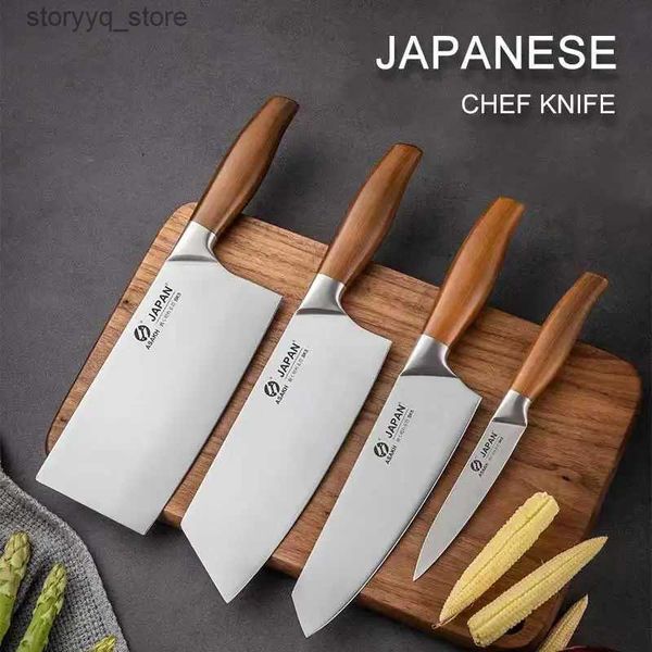 

Knives Kitchen 3cr13 Stainless Steel Meat Chopping Cleaver Fish Vegetable Slicing Butcher Wooden Handle Japanese Chef Knife Q240226