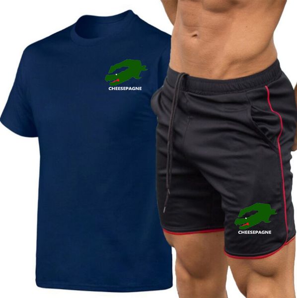 

Men's Sets Fashion Tracksuit Men Short Sleeve T Shirts Sport Shorts Suit Men Casual Men Clothing Mens Joggers Sets M-3XL, Cowboy blue