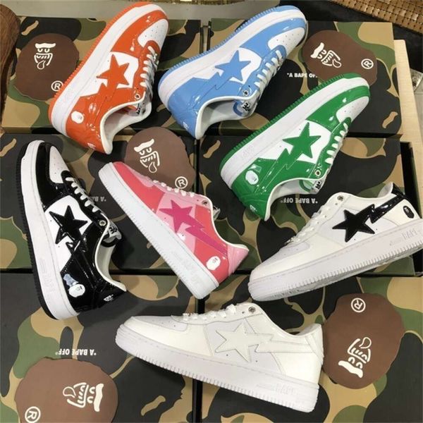 

Sk8 Casual Shoes Platform Sneakers Trainers Patent Leather Black Blue Red White Color Camo Combo Pink Grey Running panda Sk8 off Women Men, Box