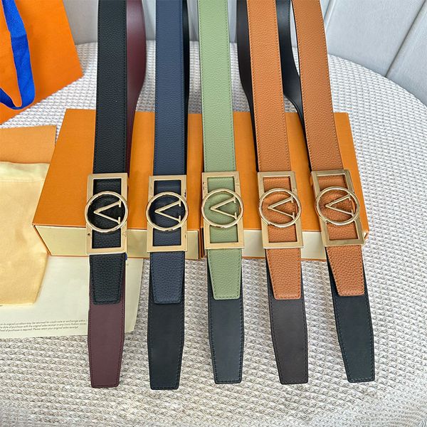 

Reversible Designer Belt Womens Classic Belts width 3.5CM Genuine Leather Smooth Buckle Gold 5 Color High Quality Both Sides Available, C5