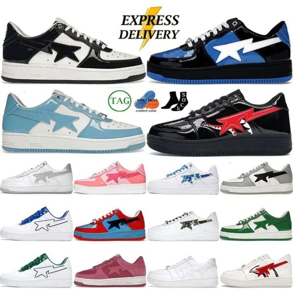 

bapestaly Designer STA Casual Shoes SK8 Men Women Platform Sneakers bepasta Black Patent Blue Orange Green White Pastel Pink Red Yellow Mens Trainers Sport Scarpes, 20