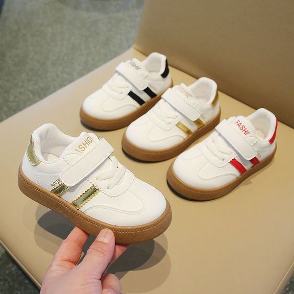 

Sports Children Spring Autumn Kids Sneakers Baby PU Splicing Soft Soled Fashion Non-slip Boys Girls Running Shoes, Pink
