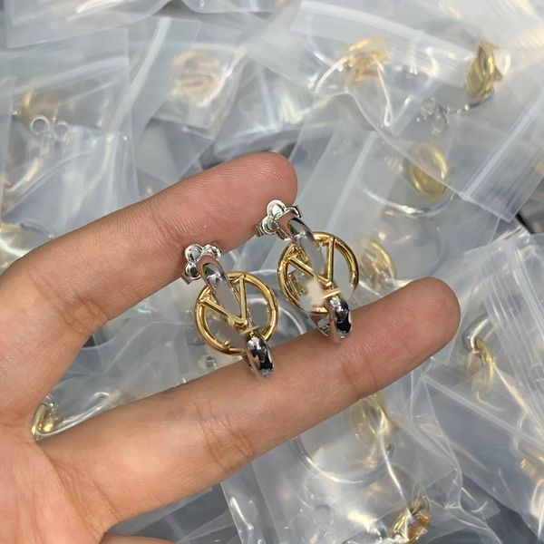 

Gold Silver Hollow Letter Flower Hoop Earrings Luxury Brand Designer Stainless Steel Ear Stud Fashion Jewerlry Top Quality With Box Wholesale
