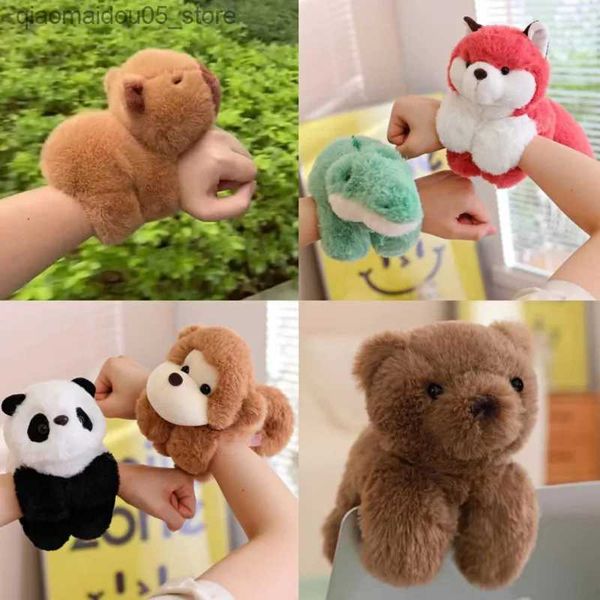 

Dolls Toy Capybara Husky Dinosaur Fox Clap Ring Bear Dog Mouse Doll Childrens Bracelet Panda Monkey Plush Q240227, Pink