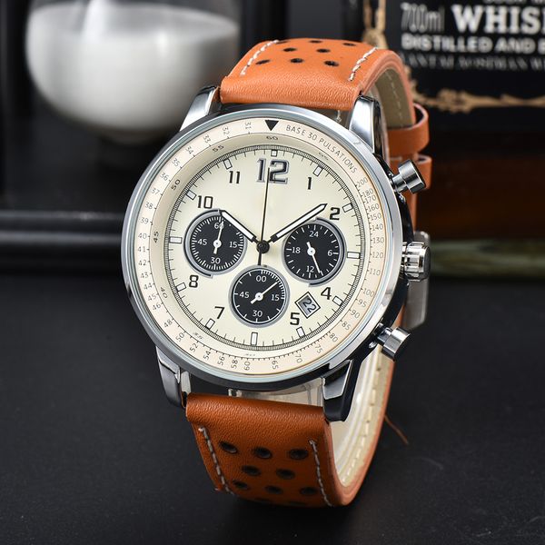 

Mens Watches All Dial Work Chronograph Wristwatch Quartz Movement Leather Strap Stopwatch Splash Waterproof Designer Watch Sports Clock Montre De Luxe