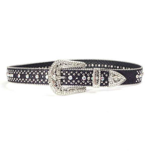 

water diamond belt with sparkling crystal diamond inlay, Black