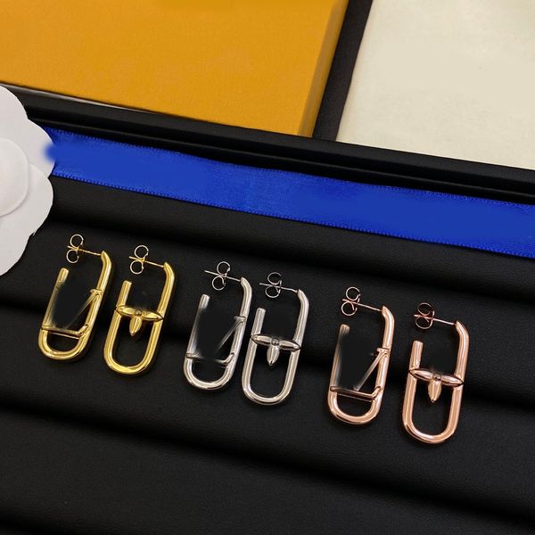 

Gold Silver Plated Letter Ear Drop Earrings Luxury Brand Designer Women Ear Stud Earrings Titanium Steel Classic Jewelry Accessories With Box
