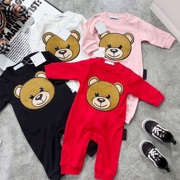 

Babies Romper Cute Bear Embroidery Jumpsuits Boys and Girls Long Sleeve Cotton Jumpsuit Kid Brand Set 66-100CM, White