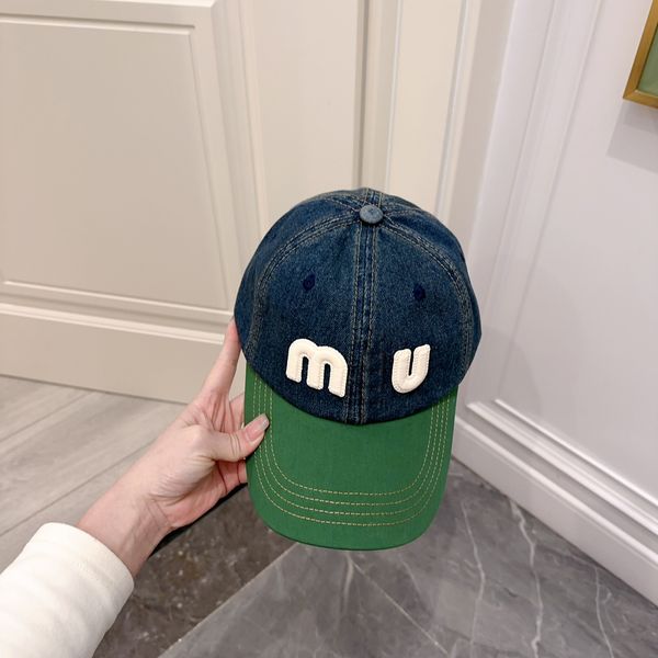 

Contrast Color Baseball Women's Cap Denim Adjustable Casual Ball Hats Mens, White