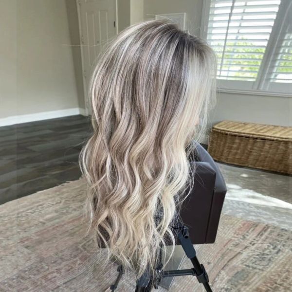 

Blonde Ash Body Wave 13X4 Lace Front Human Hair Wig Transparent Dark Grey Colored Remy Wig Lace Frontal Synthetic Wig for Women al, Ombre color