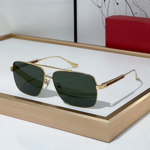 

2024 designer sunglasses Classic womens gold metal frame double bridge black lenses driving fashion protection UV mens sunglasses With box CT0037S Special gift