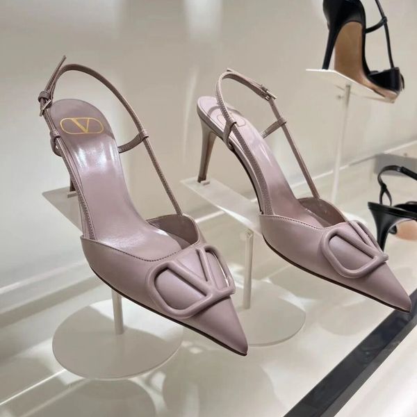

Designer High Heels Pointed Sandals Women Brand Pumps Genuine Leather Nude Black Matte 4cm 6cm 8cm 10cm Thin Heel Summer Luxury Wedding Shoes with Dust Bag 34-44