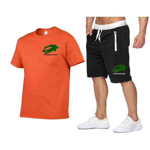 

Summer Fashion Printed Men's Shorts Set Quick Drying Breathable Sports Set Short Sleeve T-shirt Set Men's Jogging Set, Navy blue