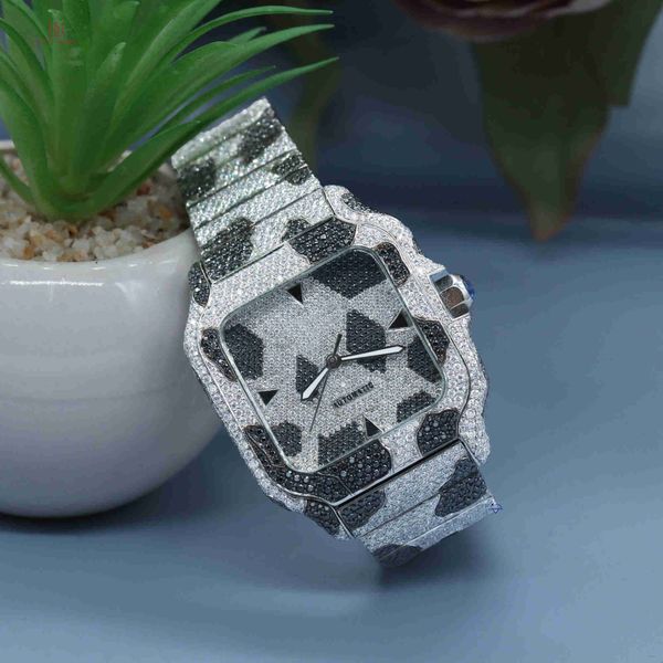 

Stylish mens hip hop watch with moissanite diamond VVS clarity stainless steel case for a distinctive and fashionable appearance