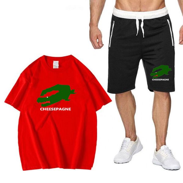 

Mens Tracksuit Cotton T-shirts High Quality Casual Jogging Short Sleeve Sweatpants Summer Male Training Jersey, Navy blue