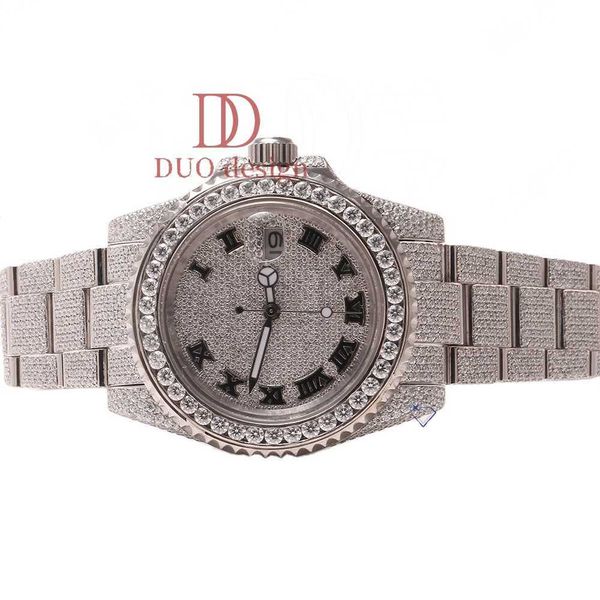 

Enhancing the grace of mens wrists our stainless steel watch featuring Moissanite diamond accents exudes captivating charm