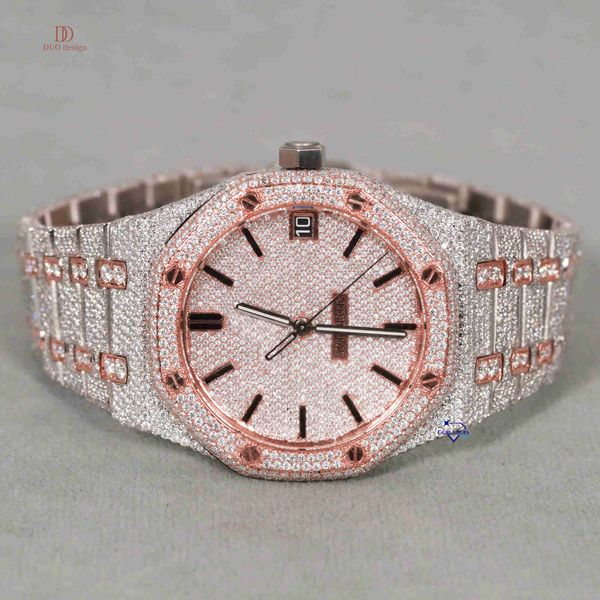 

Luxury watch crafted with moissanite diamonds that passes the diamond test and frame of this watch is High quality